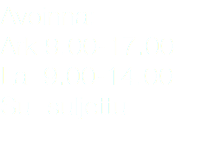 Avoinna: Ark 9.00-17.00 La 9.00-14.00 Su suljettu